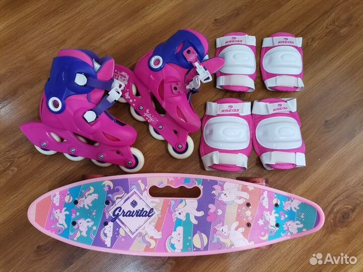 Роликовые коньки и скейт на девочку