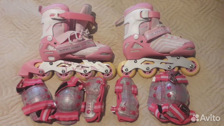 Роликовые коньки раздвижные и защита