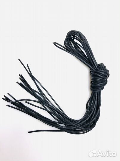 Шнурки обувные вощёные синие круглые