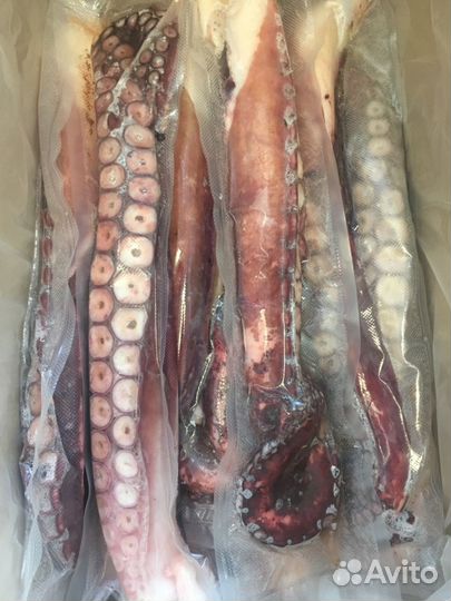 Осьминог варено-мороженый, холодного-горячего копч