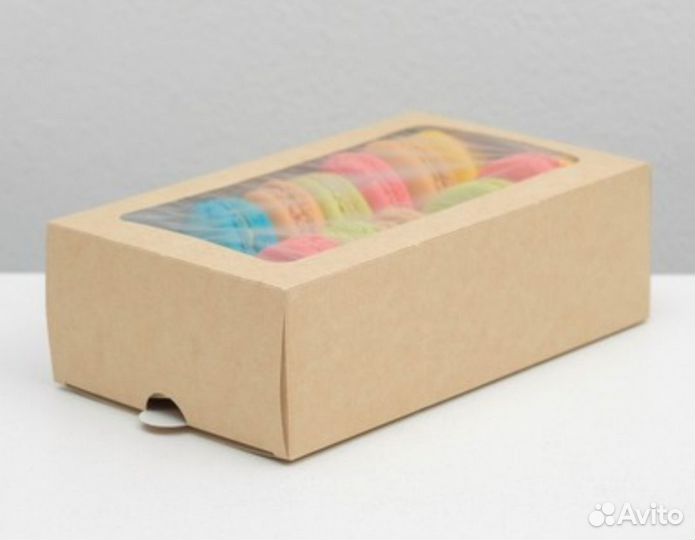 Коробка складная крафт для макарун