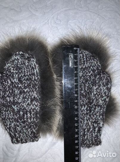 Варежки детские с натуральным мехом