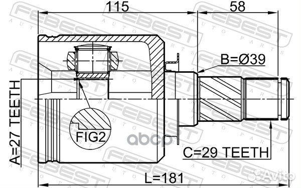 Шрус внутренний перед лев 0211J32LH Febest