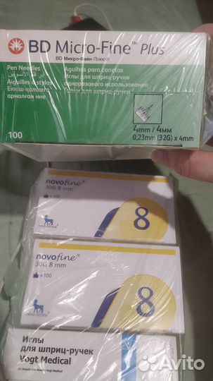Иглы для шприц ручек 4 мм, 5 мм, 6 мм, 8 мм novo f