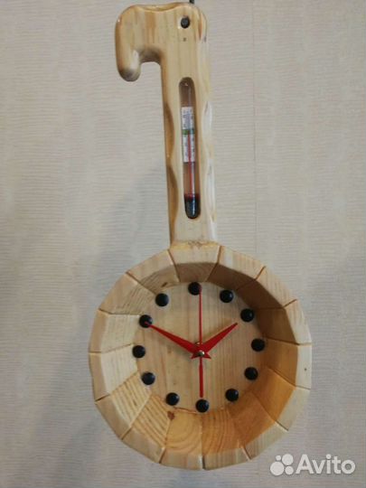 Часы настенные для бани с термометром