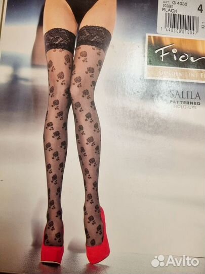Чулки фантазийные черные