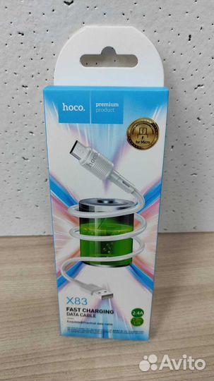 Кабель microUSB Hoco X83 (2.4A, 1m) white