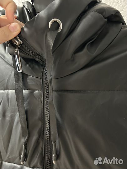 Женский кожаный пуховик 46-48