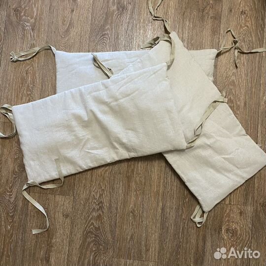 Бортики в кроватку натуральные лён