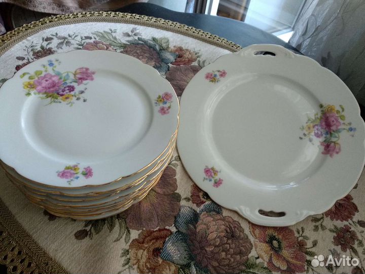 Тарелки фарфор 12шт + блюдо. Винтаж. Бавария