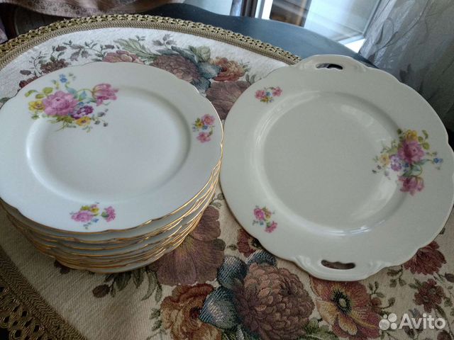 Тарелки фарфор 12шт + блюдо. Винтаж. Бавария