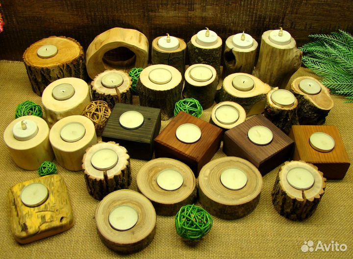 Подсвечники из дерева в наличии и под заказ