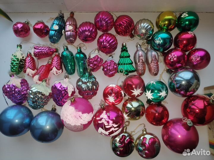 Елочные игрушки в родной коробке, СССР, стекло