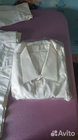 Рубашка военная белая голубая мужская