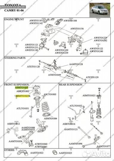Опора амортизатора Tenacity Toyota Camry