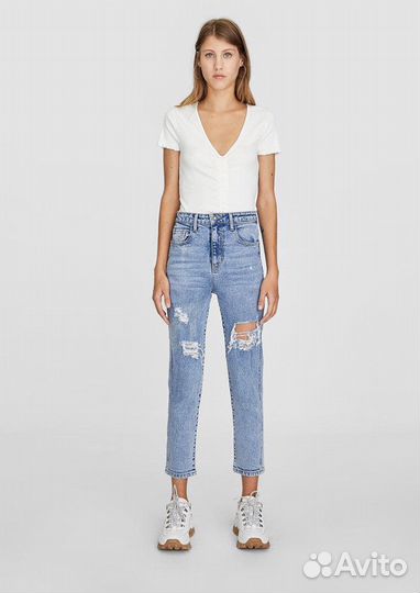 Джинсы рваные stradivarius 26 размер