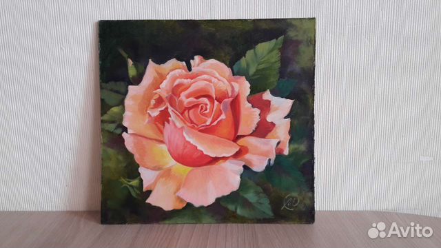 Картина маслом Роза 20*20 см