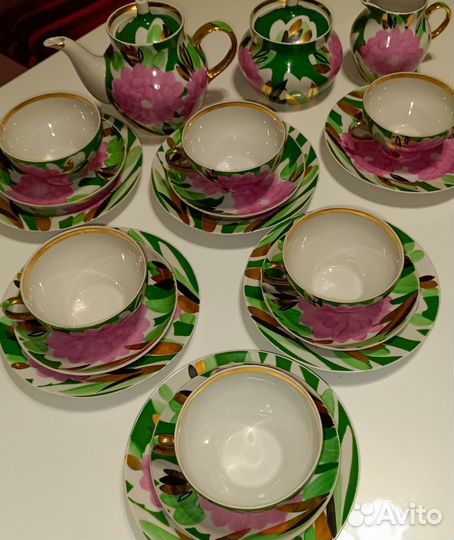 Чайный сервиз СССР дулево Пионы(Астры,Георгины)