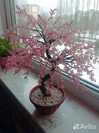 Сакура дерево из бисера ручная работа