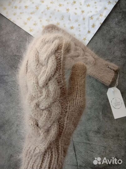 Варежки из пуха норки