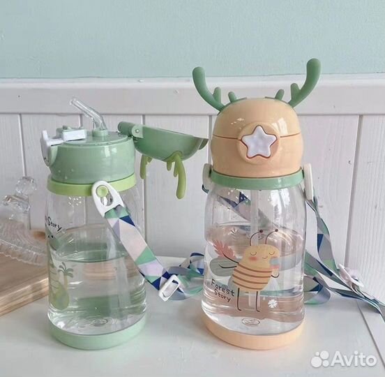 Бутылка детская с трубочкой новая