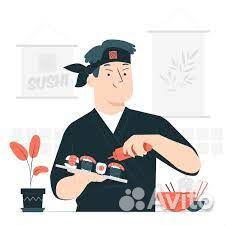 Повар роллы, пицца