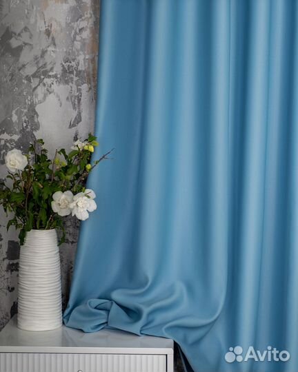 Портьеры блэкаут Марсель Небесно-голубой шторы