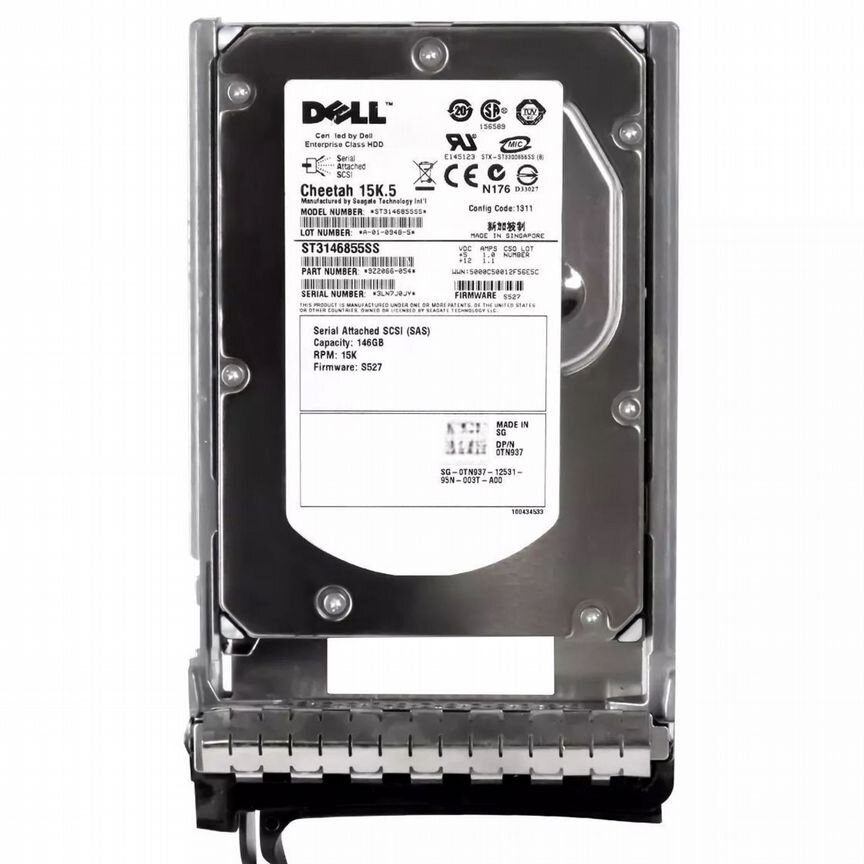 [TN937] Жесткий Диск Dell 146gb Sas 3,5" Hdd Tn937