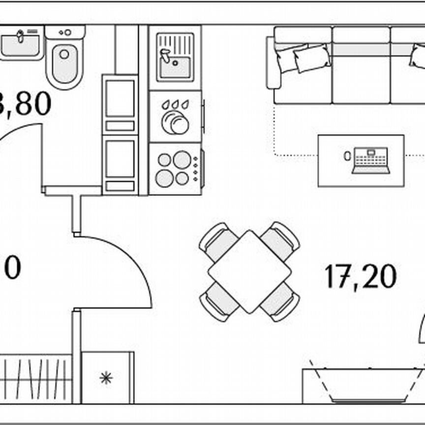 Квартира-студия, 27,2 м², 8/13 эт.