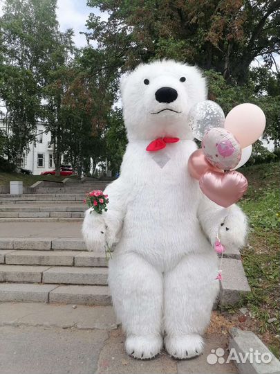 Белый мишка поздравление, Ростовая кукла