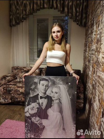 Портрет по фото на холсте