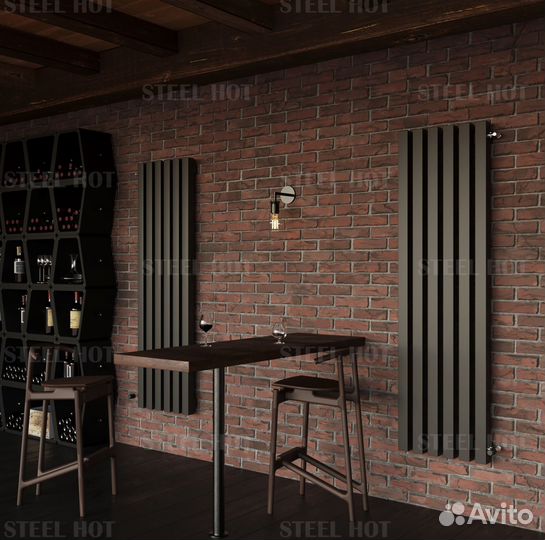 Вертикальный дизайнерский радиатор Steel-Hot от за