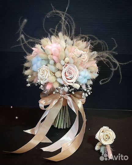 Букет невесты стабилизированных цветов/сухоцветов