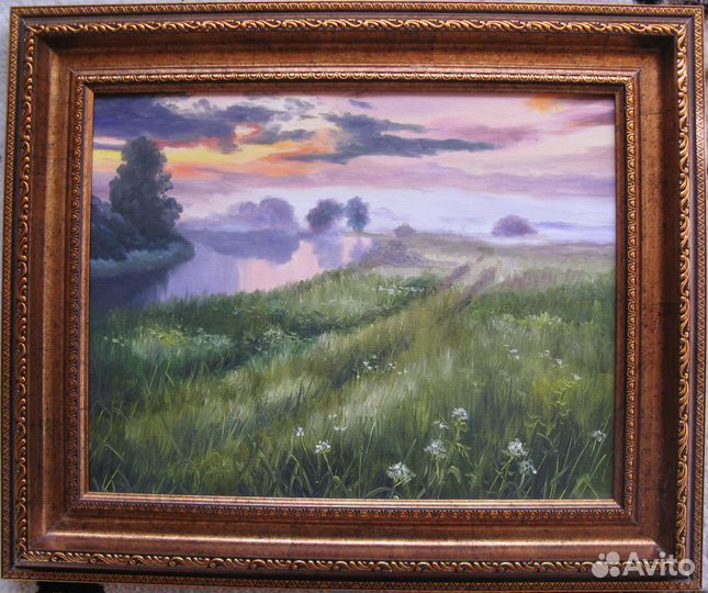 Туманный закат в Филипповском. 30х39см