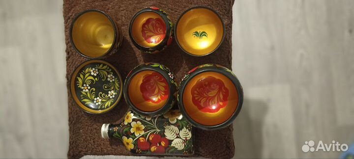 Набор деревянной расписной посуды хохлома