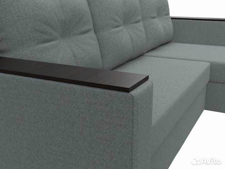 Диван угловой Атланта Лайт Б-С правый угол, рогожка, амур серый