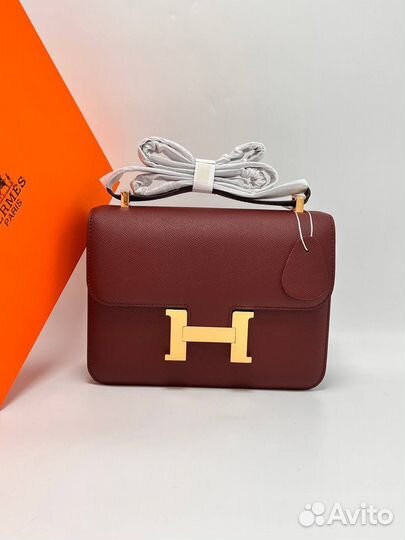 Сумка женская hermes бордовая люкс