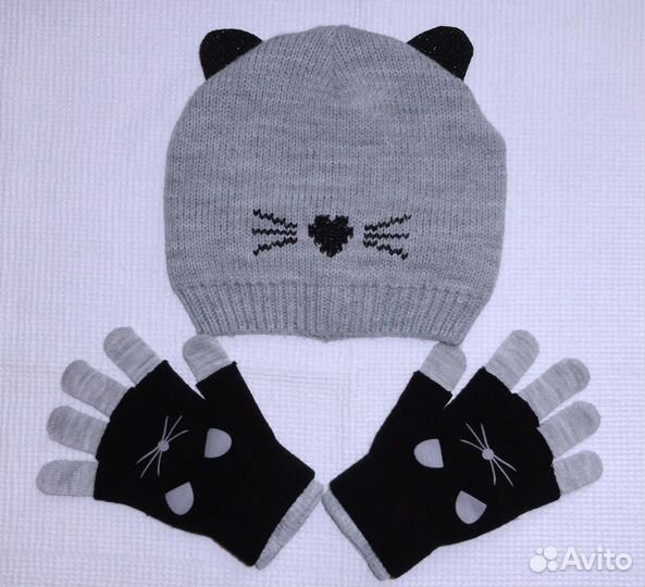 Шапочки, перчатки на 7-12лет