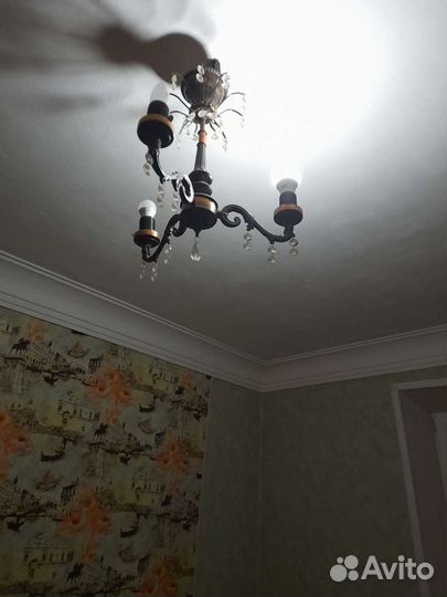 Люстра латунь винтаж хрустальные подвес.ссср