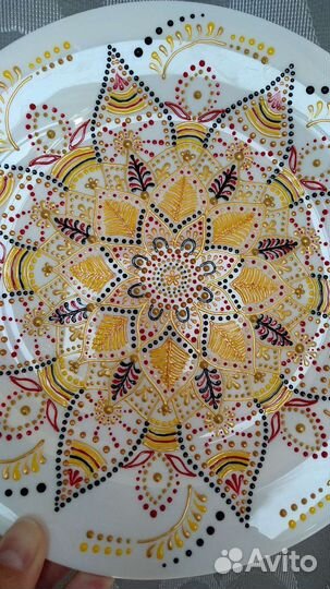 Тарелка декоративная, ручная работа, упи