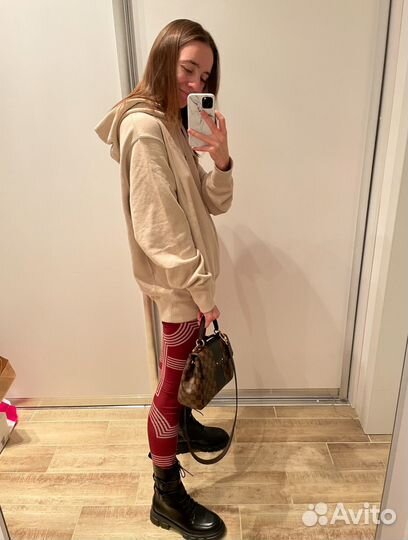 Леггинсы hm S бордовые с геометрическим принтом