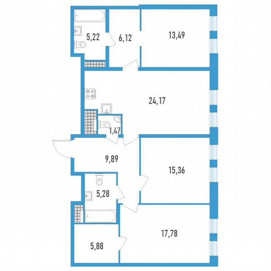 3-к. квартира, 104 м², 17/23 эт.