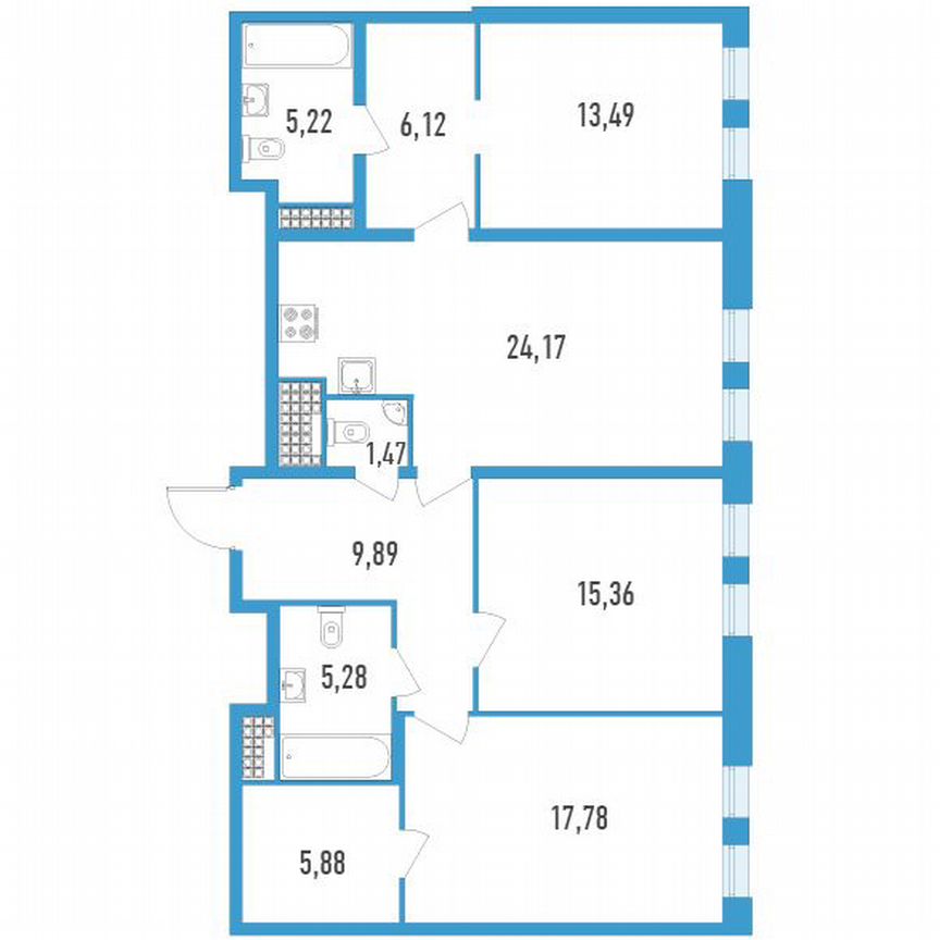 3-к. квартира, 104 м², 17/23 эт.