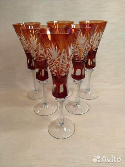 Фужеры красный хрусталь СССР