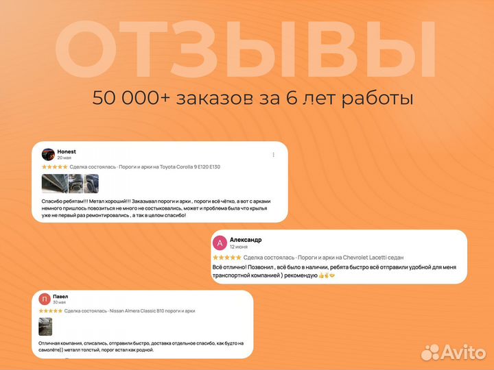 Ремонтные пороги и арки Opel Воскресенск