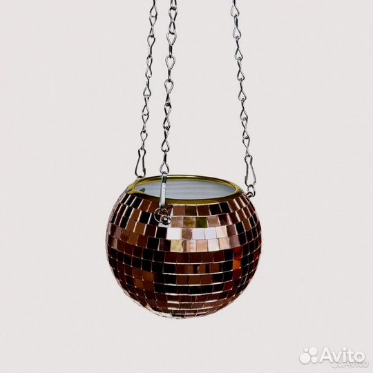 Кашпо из диско шара / кашпо из зеркальной мозаики