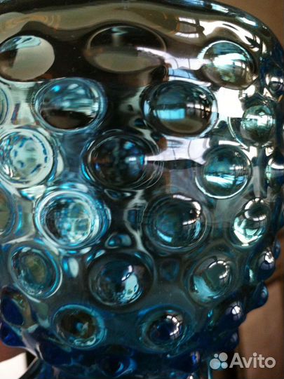 Кувшин и чаша из цветного пупырчатого стекла Чехия