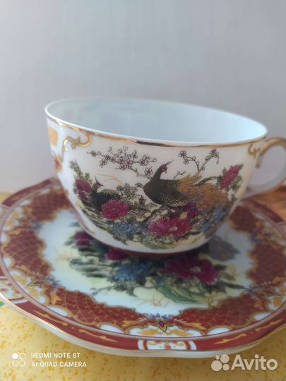 Чашка с блюдцем костяной фарфор Япония, 2 компл