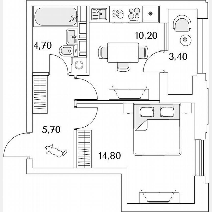 1-к. квартира, 70,7 м², 11/13 эт.