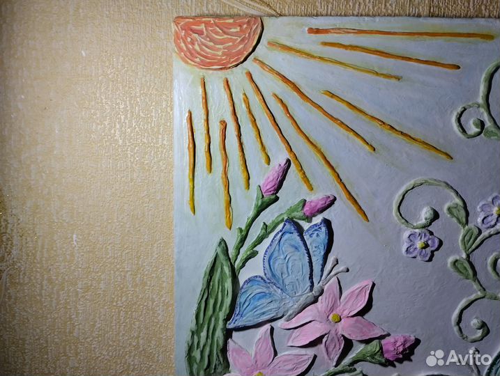 Картина-барельеф, ручная работа скульптурная живоп